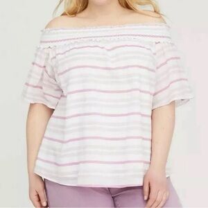 Lane Bryant striped off shoulder blouse size 14/16